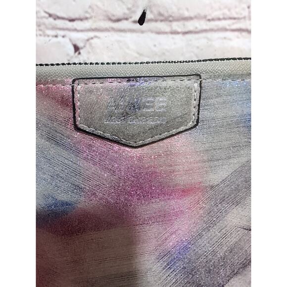 Aimee Kestenberg Gala Double Zip Violet Brushed Metallic Genuine Leather Clutch - Picture 2 of 16